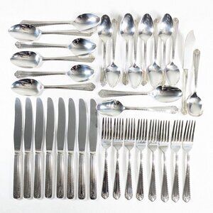 34 pieces Dream Silver Plate flatware, vintage cutlery table setting for 8